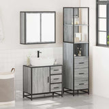 ZNTS 3 Piece Bathroom Furniture Set Grey Sonoma Engineered Wood 3301138