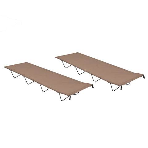 Camping Beds 2 pcs 180x60x19 cm Oxford Fabric and Steel Taupe 312487