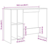 Desk Artisan Oak 102.5x35x75 cm Engineered Wood 856631