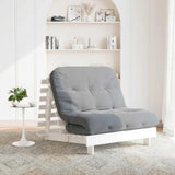 Futon Sofa Bed with Mattress White 100x206x11 cm Solid Wood Pine 846767