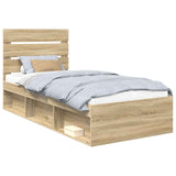 Bed Frame with Headboard Sonoma Oak 75 x 190 cm Solid Pine Wood 3411802