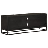 TV Cabinet Black 110x30x40 cm Solid Wood Mango and Iron 372007
