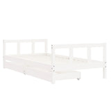 Kids Bed Frame with Drawers White 90x190 cm Solid Wood Pine 834418