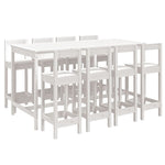9 Piece Garden Bar Set White Solid Wood Pine 3154771