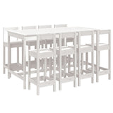 9 Piece Garden Bar Set White Solid Wood Pine 3154771