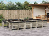 13 Piece Garden Dining Set with Cushions Light Grey Poly Rattan 3210767