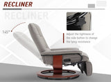 360&deg Swivel Recliner Chair with Footstool, Manual Recliner Armchair with Wooden Base, Faux T3398P328115