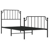 ZNTS Metal Bed Frame with Headboard and Footboard Black 90x200 cm 373898