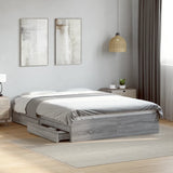 Bed Frame with Drawers without Mattress Grey Sonoma 140x200 cm 3280662