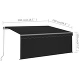 Manual Retractable Awning with Blind 3x2.5m Anthracite 3069379