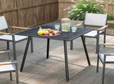 Square Garden Table with Slat Top, Steel Frame, Outdoor Table for 4 Person, 80 x 80 x 74 cm, Black T3398P323873