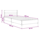 Bed Frame Black Oak 80 x 200 cm Engineered Wood 8009117