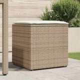 Cushion Box with Storage Beige 50 x 50 x 50 cm Poly Rattan 365412