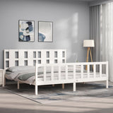 Bed Frame without Mattress White Solid Wood Pine 3192247