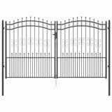 Fence Gate with Spear Top with Lock Grey 305 x 175 cm Steel 42009046