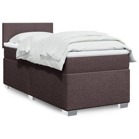 Box Spring Bed with Mattress Dark Brown 100x200 cm Fabric 3285795