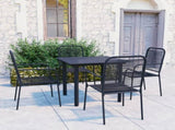 Garden Dining Set Black Powder-coated steel, glass, cotton rope 3060208