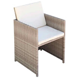 42558 13 Piece Outdoor Dining Set with Cushions Poly Rattan Beige