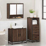 3 Piece Bathroom Furniture Set Brown Oak Engineered Wood 3301039