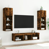 5 Piece TV Wall Units with LED Smoked Oak Engineered Wood 3216601
