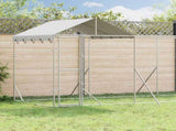 Outdoor Dog Kennel with Roof Silver 14x2x2.5 m Galvanised Steel 3190469