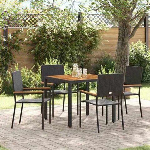 Garden Dining Set 5 pcs Black and Brown Poly Rattan 3365404