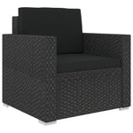 6 Piece Garden Lounge Set with Cushions Poly Rattan Black 46745