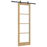 Sliding Door Natural 78 x 232 cm Solid Pine Wood and Glass 3332275