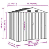 Garden Storage Shed Grey Metal 204x132x186 cm 42983