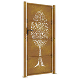 Garden Gate 100x175 cm Corten Steel Tree Design 153164
