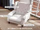 Wingback Accent Chair, Retro Upholstered Button Tufted Occasional Chair for Living Room and Bedroom, T3398P330360