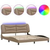 Bed Frame with LED without Mattress "Hvar" Cappuccino 180x200 cm 3213952