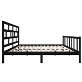 3101372 Bed Frame without Mattress Black Solid Wood 200x200 cm