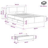 Bed Frame with Storage and Headboard Artisan Oak 135 x 190 cm 3445823