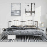 Metal Bed Frame without Mattress with Headboard Black 183x213cm 373794