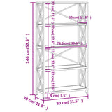 5-Tier Shelf 80x30x146 cm Solid Wood Oak 353812