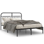 Metal Bed Frame without Mattress with Headboard Black 140x190cm 376600