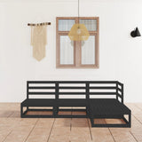 4 Piece Garden Lounge Set Black Solid Wood Pine 3075488
