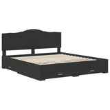 Bed Frame with Headboard Black 200 x 200 cm Engineered Wood 3413563