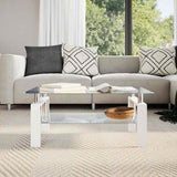 Coffee Table White and Transparent 95x55x40 cm Tempered Glass 330304