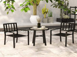 3 Piece Patio Bistro Set with Plastic Top, 2 Stackable Chairs, Galvanised Steel Frame, Grey T3398P327939