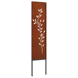 Garden Privacy Screen Floral Rusty 32 x 140 cm Weathering steel 876258