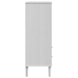 Highboard SENJA Rattan Look White 90x40x112 cm Solid Wood Pine 358056
