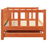 Pull-out Day Bed Wax Brown 193.5 x 184 x 66 cm Solid Pine Wood 867847