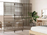 Room Divider 3 Panels Grey Poly Rattan 365390