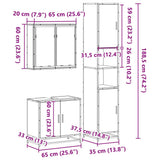 3 Piece Bathroom Furniture Set Grey Sonoma Engineered Wood 3301068