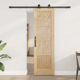 Sliding Door Natural and Black 61 x 198.5 cm Solid Pine Wood 3445449
