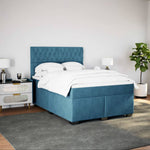 ZNTS Box Spring Bed with Mattress Blue 140x190 cm Velvet 3290916