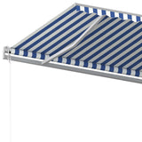 ZNTS Manual Retractable Awning with Posts 6x3.5 m Blue and White 3070076