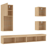 5 Piece TV Wall Units with LED Sonoma Oak Engineered Wood 3216677